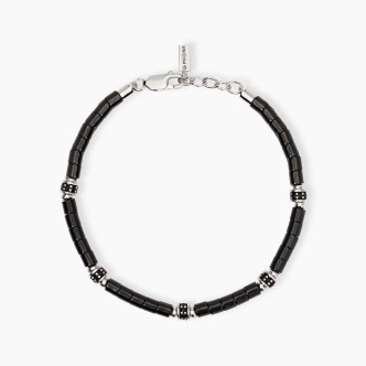 1 - Bracciale uomo elementi ceramica Argento 925 Mabina con zirconi 533853