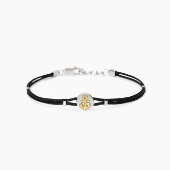 1 - Bracciale uomo ancora Argento 925 Mabina cordino nero 533847