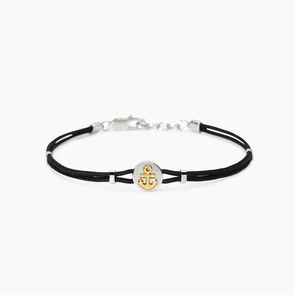 1 - Bracciale uomo ancora Argento 925 Mabina cordino nero 533847