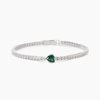 1 - Bracciale tennis donna cuore verde Mabina Argento 925 con zirconi bianchi 533904-18