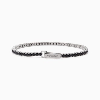 1 - Bracciale tennis donna Argento con zirconi neri Mabina 533744-M