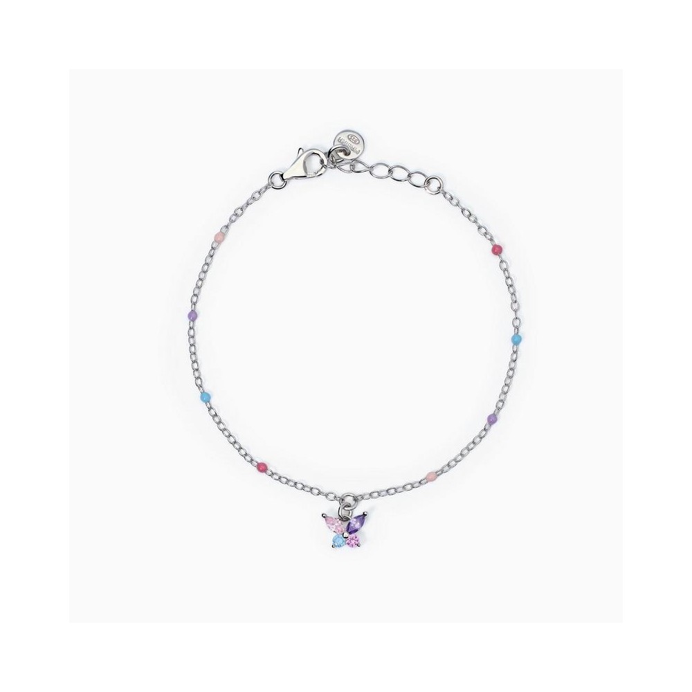 1 - Mabina butterfly girl bracelet in 925 silver with multicolor crystals 533872