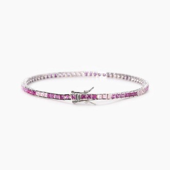 1 - Women's tennis bracelet Silver with pink zircons Mabina 533880-18