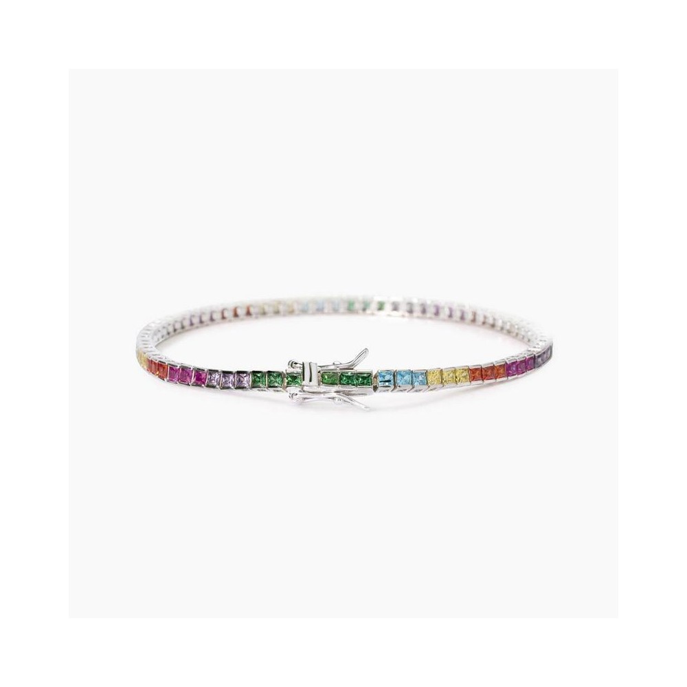 1 - Women's tennis bracelet Silver with multicolor zircons Mabina 533881-16