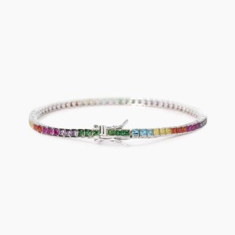 1 - Bracciale tennis donna Argento con zirconi multicolor Mabina 533881-18