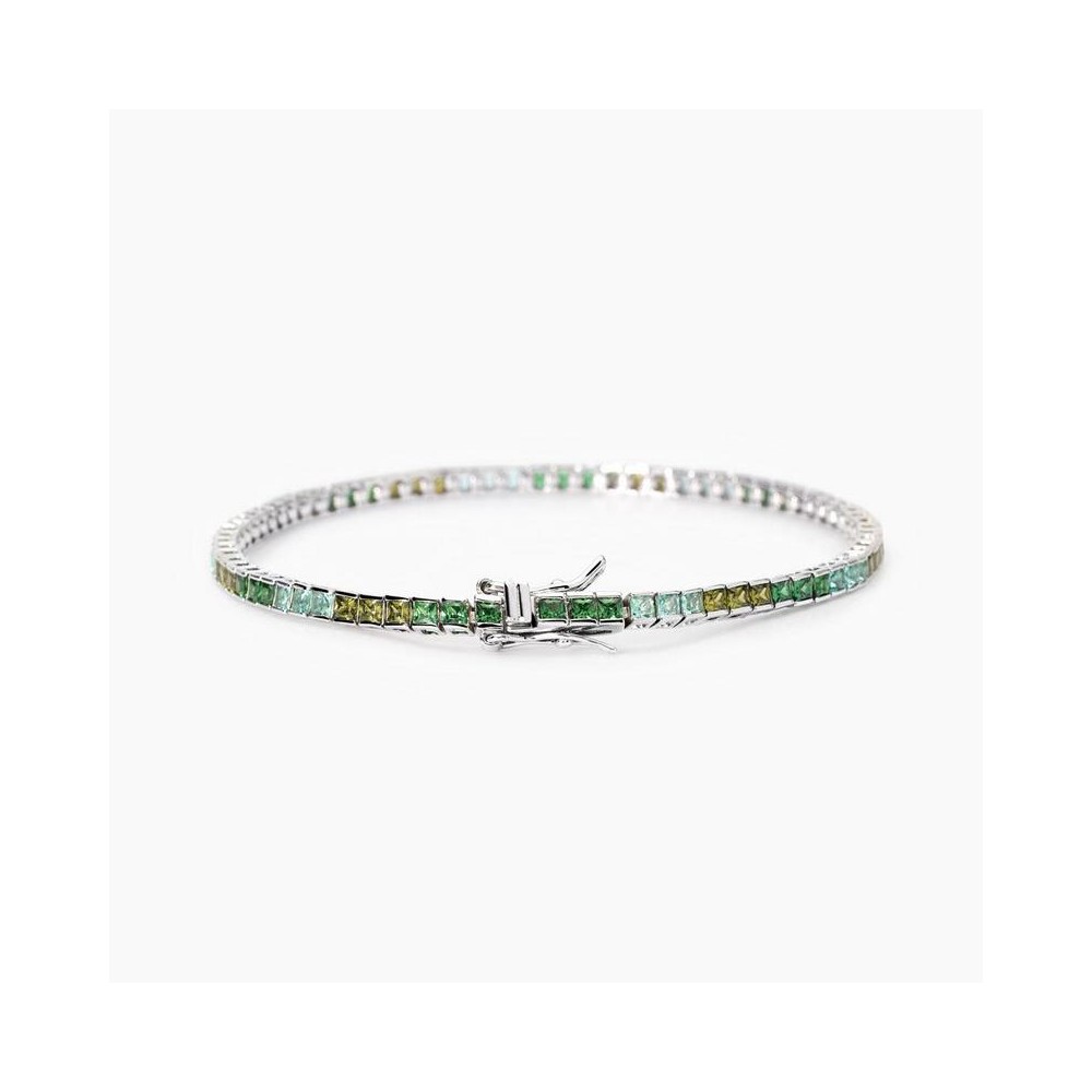 1 - Women's tennis bracelet Silver with green zircons Mabina 533882-18