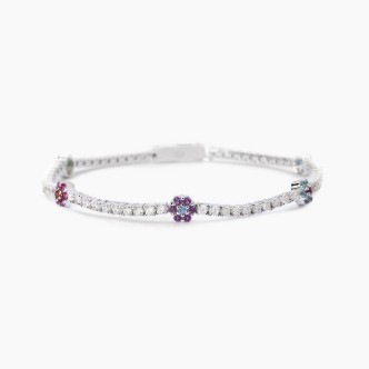 1 - Women's flower tennis bracelet Silver with white zircons Mabina 533885-18