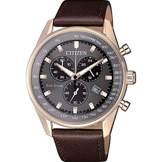 1 - Citizen Eco Drive watch only time analog man leather strap AT2393-17H