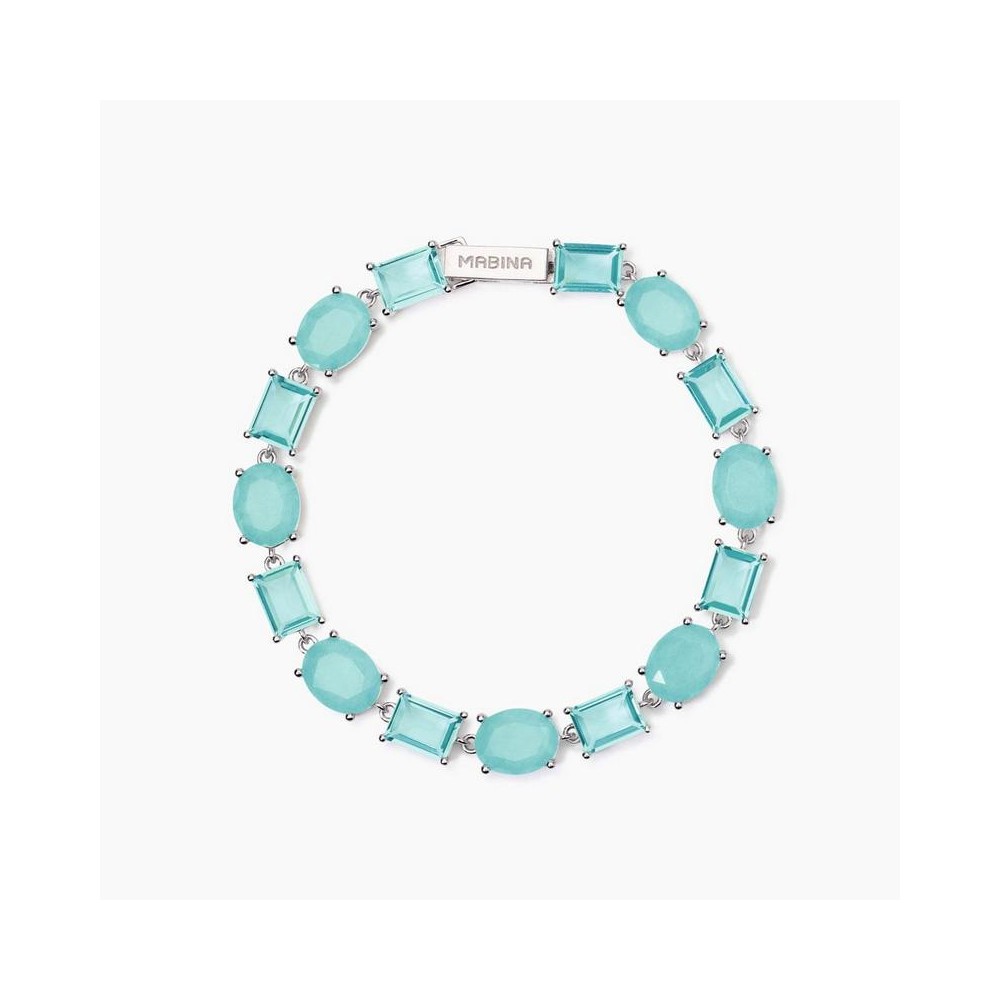 1 - Bracciale donna Mabina Argento 925 con cristalli glass azzurri 533898-18