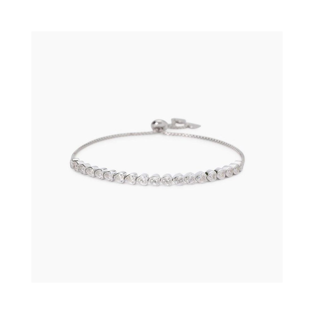 1 - Mabina women's tennis bracelet in 925 silver with heart-shaped zircons 533902