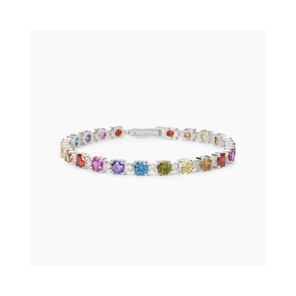 1 - Multicolor women's tennis bracelet Mabina 925 silver with zircons 533905-18