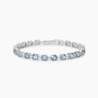 1 - Mabina women's tennis bracelet 925 silver synthetic aquamarine 533906-17