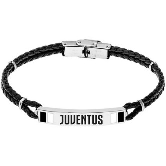 1 - Bracciale uomo Juventus Lowell cordino nero con targhetta acciaio B-JB001UCN