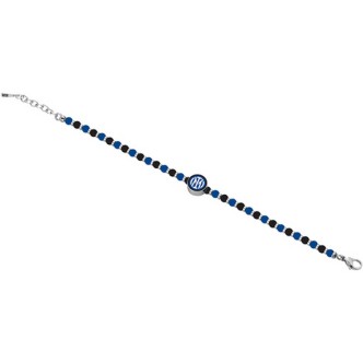 1 - Bracciale uomo Inter Lowell acciaio con pietre nero blu e logo B-IB005UPB