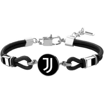 1 - Juventus Lowell men's bracelet, black cord with logo B-JB003UCN