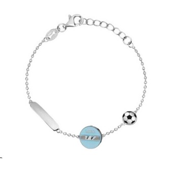 1 - Bracciale bambino Lazio Lowell acciaio con logo e targhetta B-LB016KAS