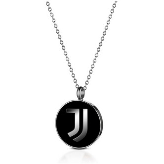 1 - Collana uomo Juventus Lowell acciaio con logo nero B-JC001KAN