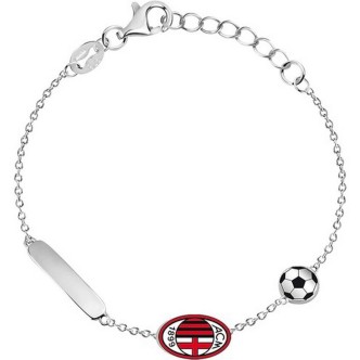 1 - Bracciale bambino Milan Lowell acciaio con logo e targhetta B-MB016KAS