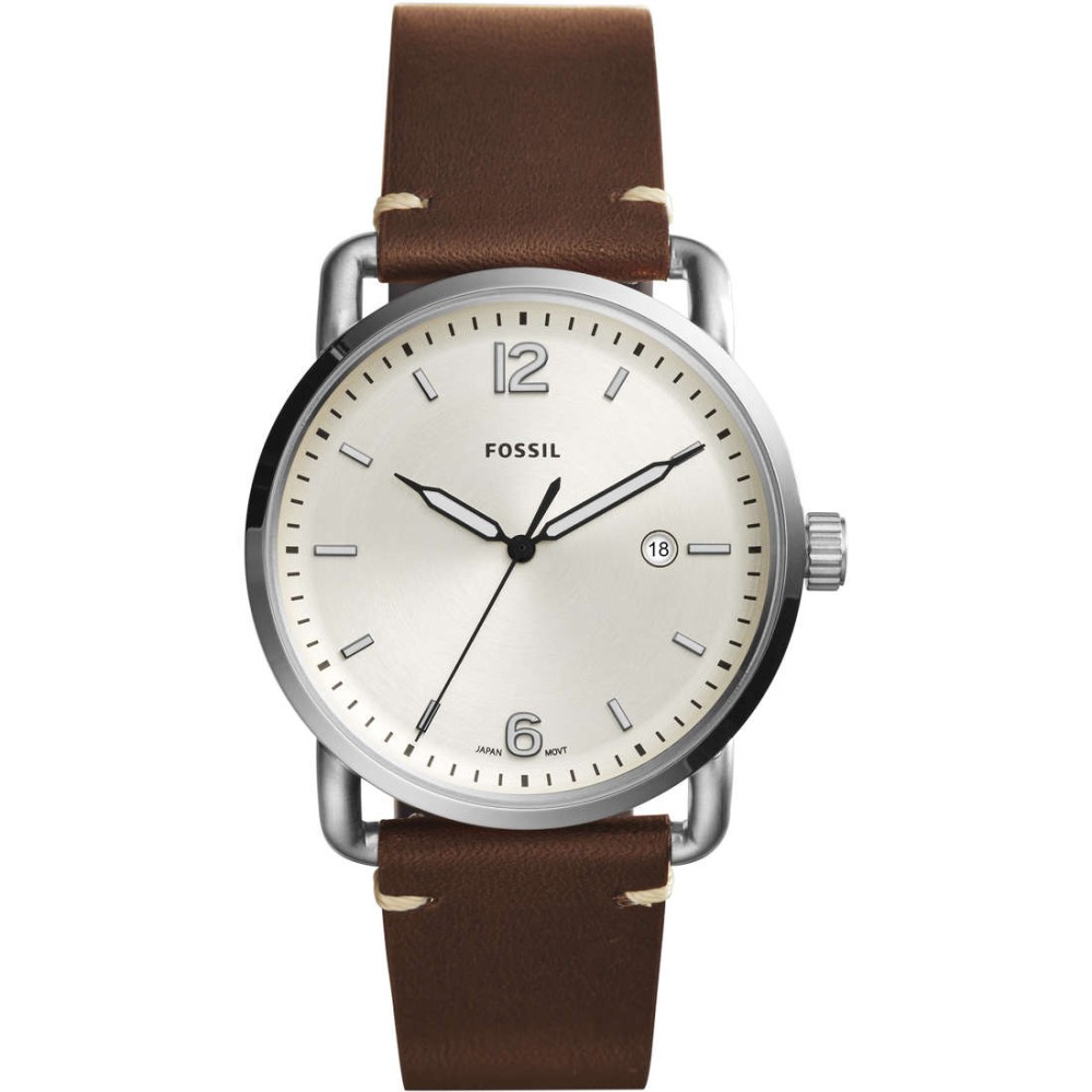 1 - Watch Fossil man steel only time analog leather strap FS5275 Minimalist