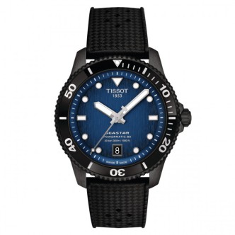 1 - Tissot Seastar 1000 Powermatic 80 men's watch, black with blue background, T120.807.73.041.00, steel, silicone strap