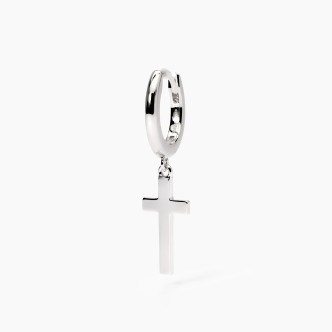 1 - Men's hoop single earring with cross 925 Silver Mabina 563762