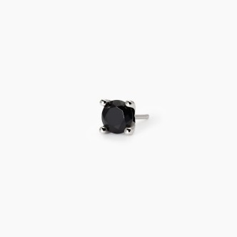 1 - Men's light point single earring in 925 silver. Black zircon mabina 563766