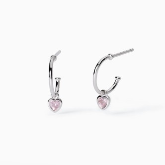 1 - Mabina girl heart hoop earrings in 925 silver with zircons 563769