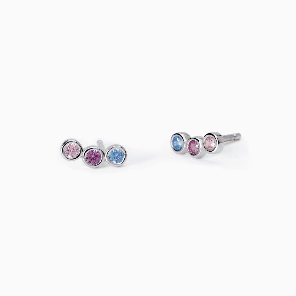 1 - Mabina multicolor girl earrings in 925 silver with zircons 563770