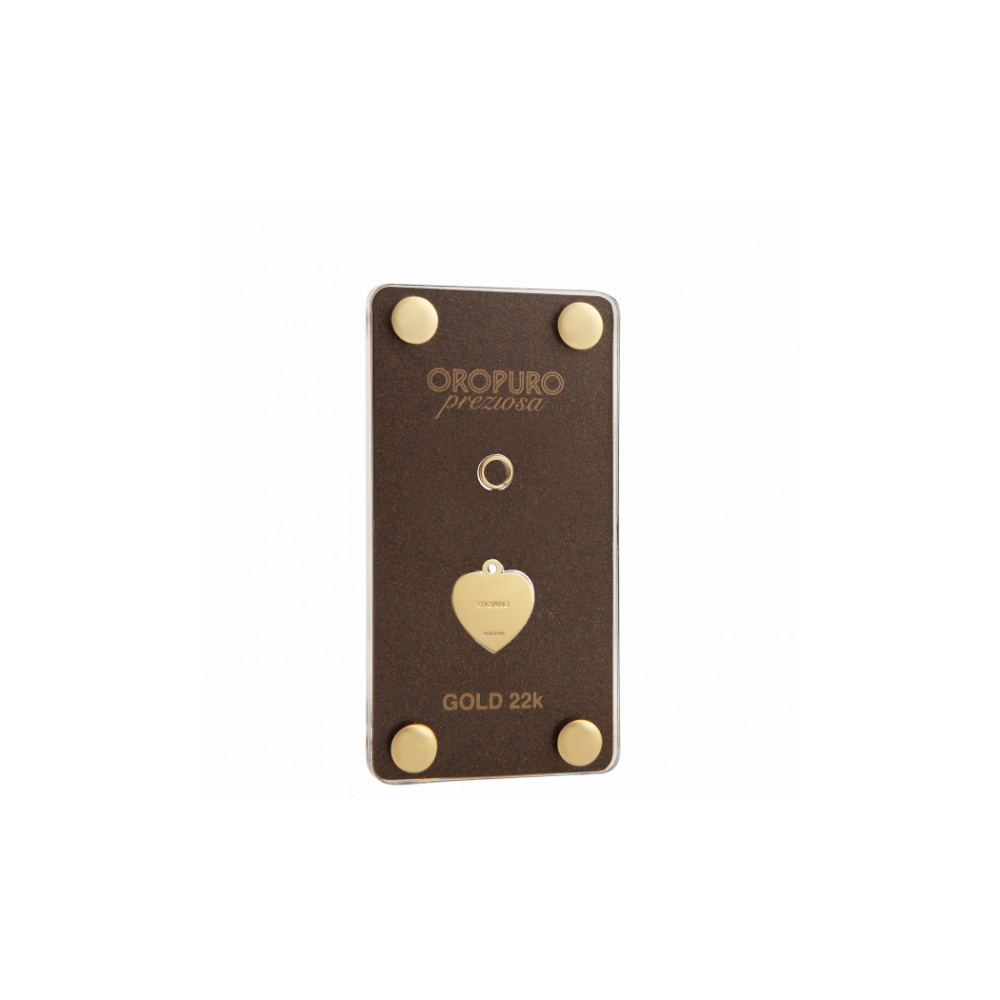 1 - 22Kt Gold heart ingot, 14 mm high, pendant