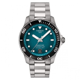 1 - Orologio uomo automatico Tissot Seastar 1000 Powermatic 80 fondo verde T120.807.11.091.00 40 mm cassa acciaio