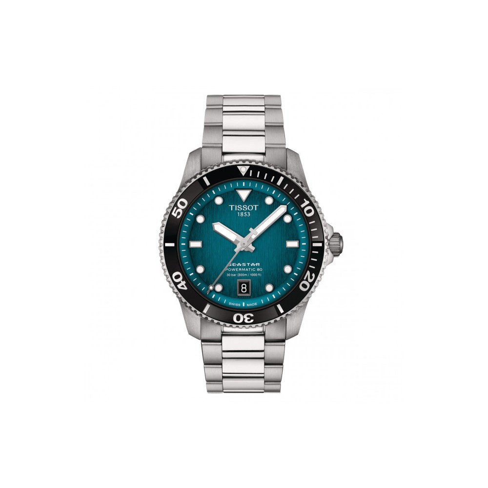 1 - Orologio uomo automatico Tissot Seastar 1000 Powermatic 80 fondo verde T120.807.11.091.00 40 mm cassa acciaio