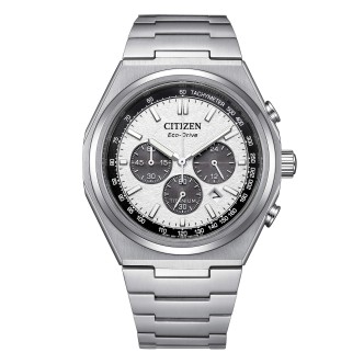 1 - Orologio uomo Citizen Crono Super Titanio fondo bianco CA4610-85A Eco Drive