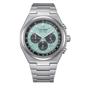 1 - Citizen Chrono Super Titanium turquoise background CA4610-85M Eco Drive men's watch