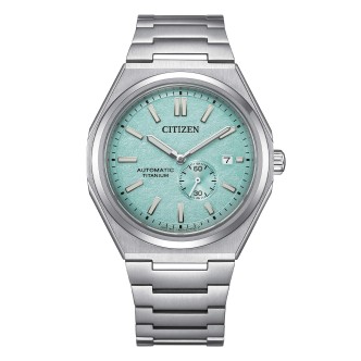 1 - Citizen automatic Super Titanium men's watch with turquoise background NJ0180-80M