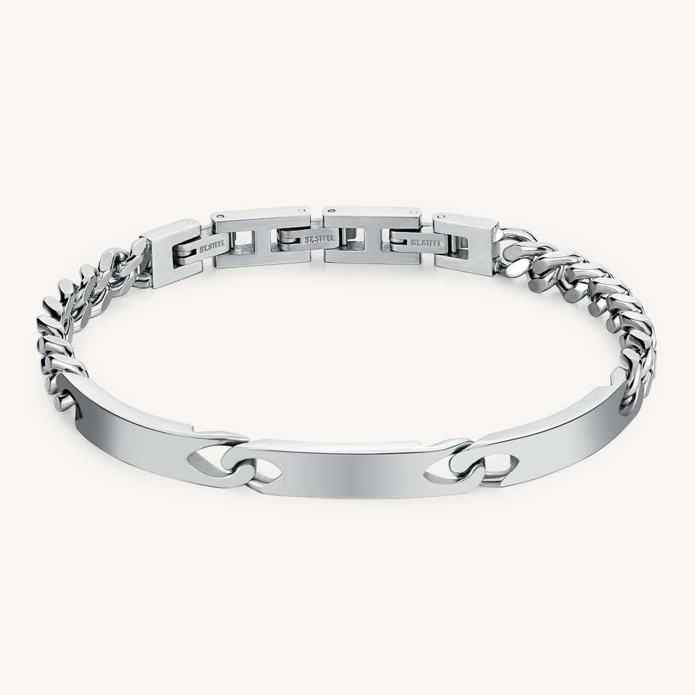 1 - Brosway Bullet BUL59 men's bracelet with polished 316L steel plate and chain links