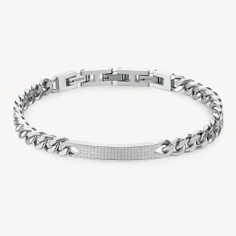 1 - Bracciale uomo targhetta Brosway Bullet BUL60 acciaio 316L lucido con maglie a catena