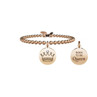 1 - Bracelet Kidult 731427 steel 316L PVD Rose gold pendant with crown and crystals Symbols collection