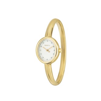 1 - Orologio donna rigido Breil Hoop dorato TW2055 bangle solotempo acciaio