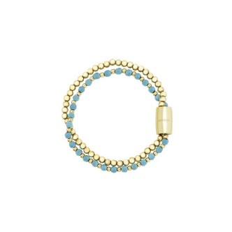 1 - Bracciale donna Breil Magnetica System doppio filo TJ3585 acciaio dorato e pietra turchese