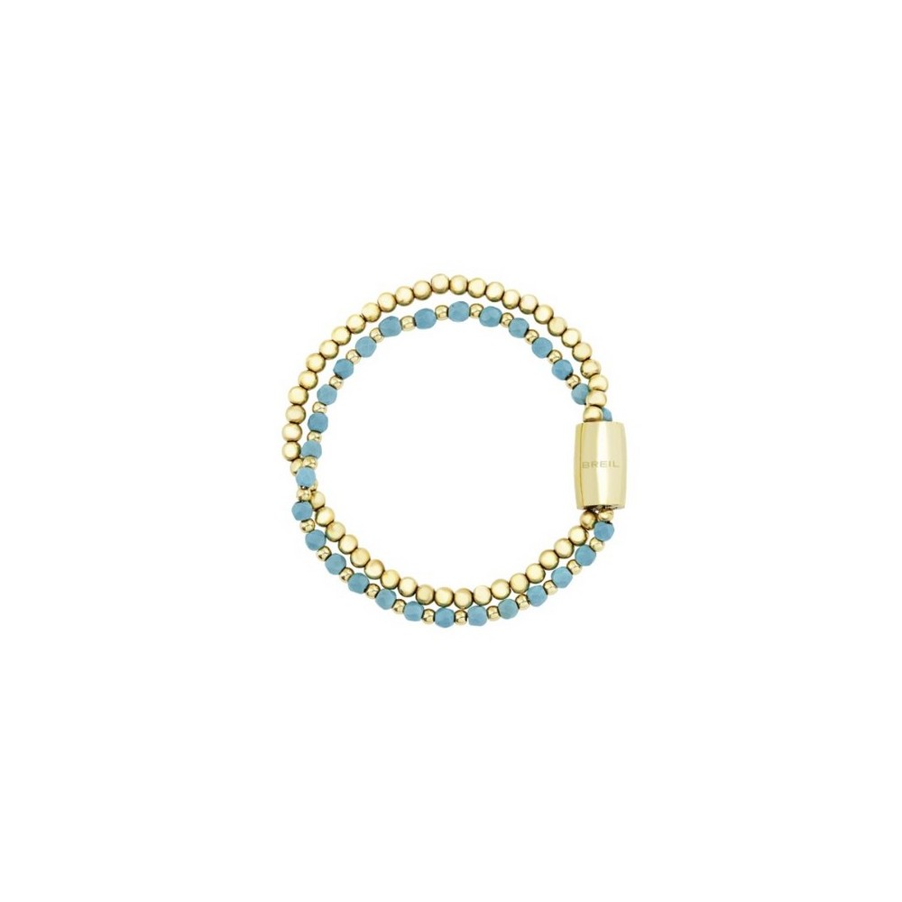 1 - Breil Magnetica System women's bracelet double thread TJ3585 golden steel and turquoise stone