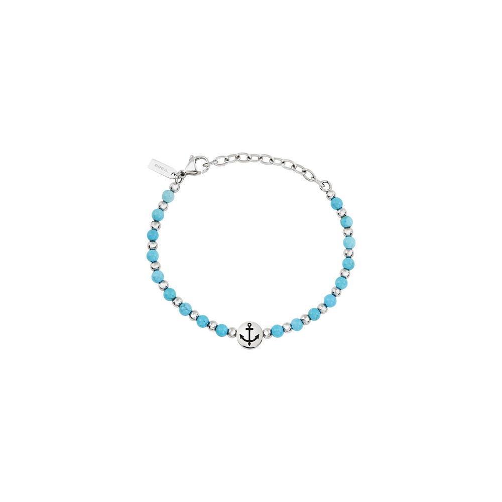 1 - Breil Soundwave men's anchor bracelet TJ3591 steel with turquoise stone