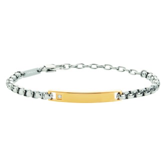 1 - Bracciale uomo Breil Tag and Cross TJ3220 piastrina dorata con zircone