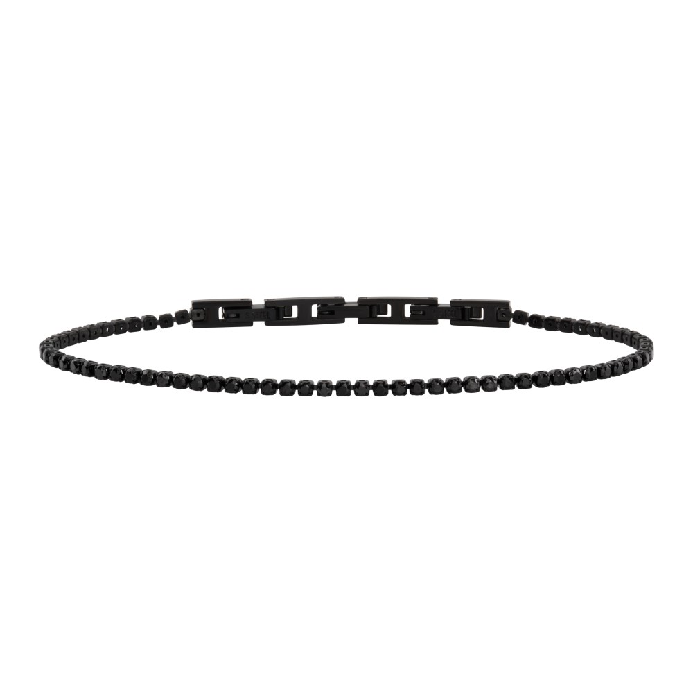 1 - Breil men's tennis bracelet TJ3596 steel with black zircons