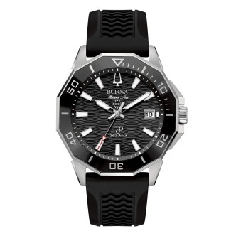 1 - Orologio uomo Bulova Marine Star Ceramic fondo nero silicone nero 96B432 solo tempo acciaio