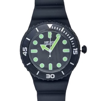 1 - Hip Hop Master black HWU1233 silicone men's watch with double strap