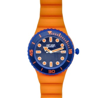 1 - Hip Hop Master orange HWU1234 silicone men's watch with double strap