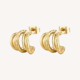 1 - Brosway AMY golden multi-hoop women's earrings BAY22 316L steel