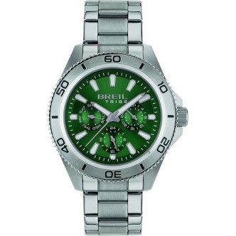 1 - Orologio uomo multifunzione Breil Challenge fondo verde EW0711 cassa e bracciale acciaio 316L