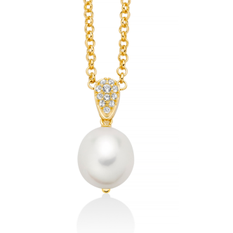 1 - Miluna women's necklace 925 gold-plated silver with baroque pearl and topaz PCL6537G