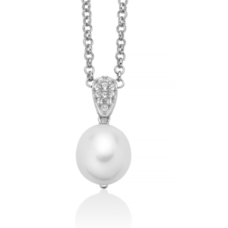 1 - Miluna Women's Necklace 925 Silver with Baroque Pearl and Topaz PCL6537B